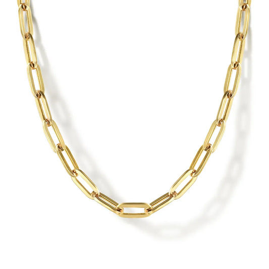 Gabriel & Co., 14K Yellow Gold Hollow Paper Clip Chain Necklace