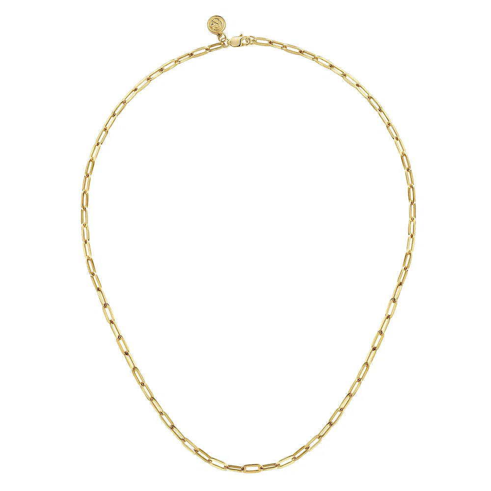 Gabriel & Co., 14K Yellow Gold Hollow Paper Clip Chain Necklace