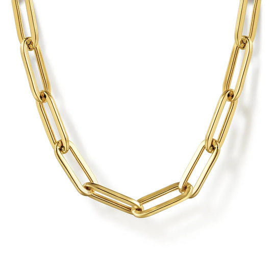Gabriel & Co., 14K Yellow Gold Hollow Paper Clip Chain Necklace