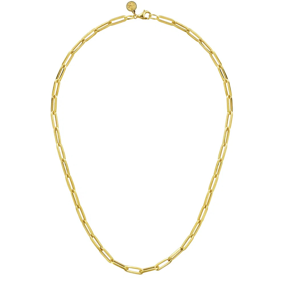 Gabriel & Co., 14K Yellow Gold Hollow Paper Clip Chain Necklace