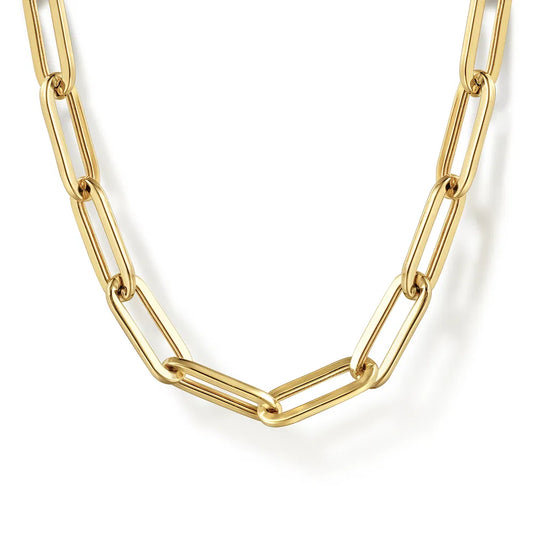 Gabriel & Co., 14K Yellow Gold Hollow Paper Clip Chain Necklace
