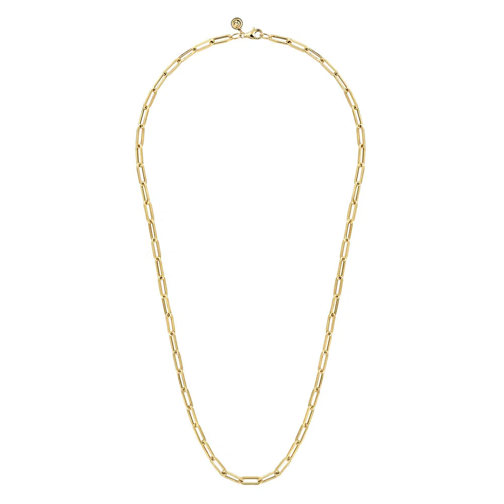 Gabriel & Co., 14K Yellow Gold Hollow Paper Clip Chain Necklace