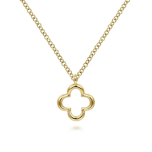 Gabriel & Co., 14K Yellow Gold Open Clover Pendant Necklace