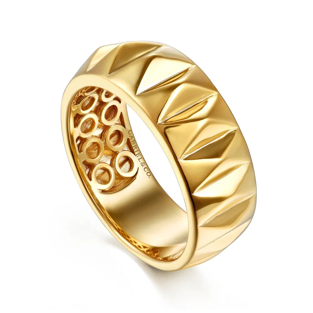 Gabriel & Co., 14K Yellow Gold Pyramid Bold Stackable
