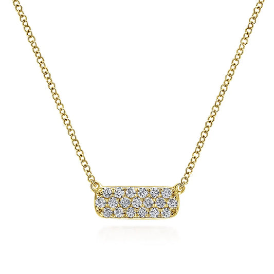 Gabriel & Co., 14K Yellow Gold Rectangular Diamond Pendant Necklace