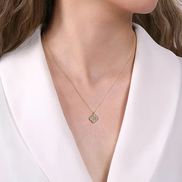 Gabriel & Co., 14K Yellow Gold Rope Diamond Pendant Necklace