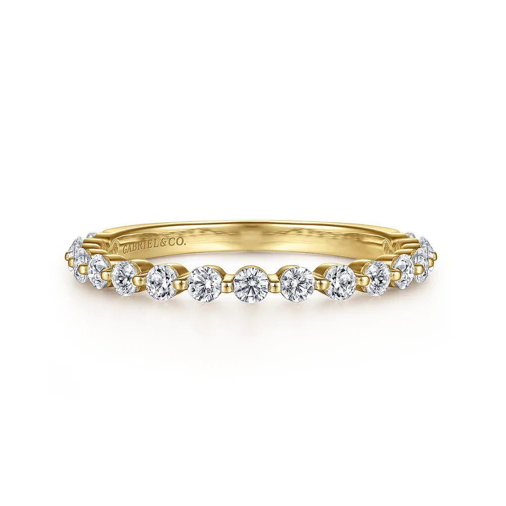Gabriel & Co., 14K Yellow Gold Single Prong Diamond Anniversary Band