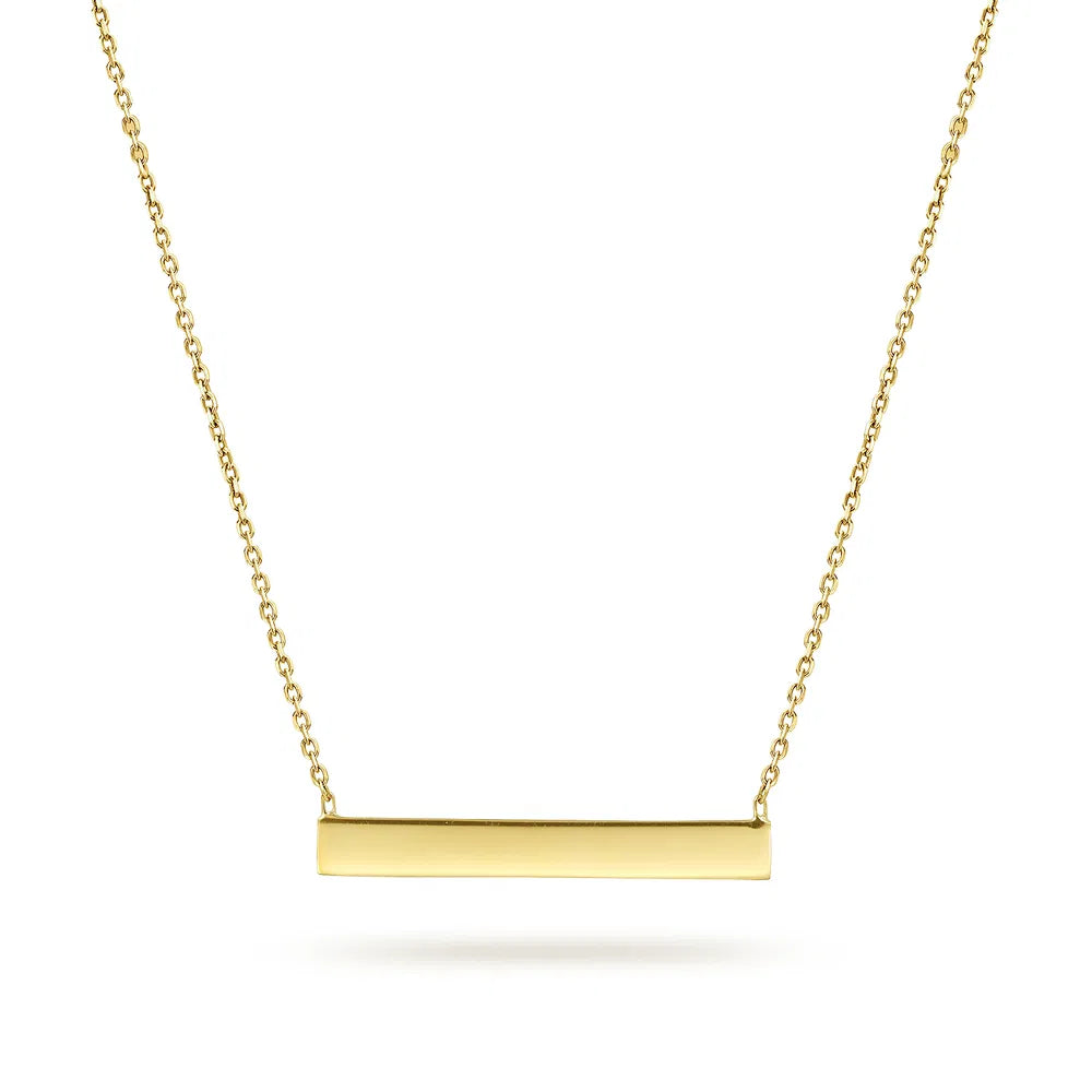 Gabriel & Co., 14K Yellow Gold Smooth Bar ID Necklace