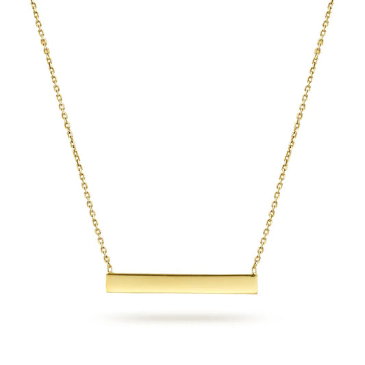 Gabriel & Co., 14K Yellow Gold Smooth Bar ID Necklace