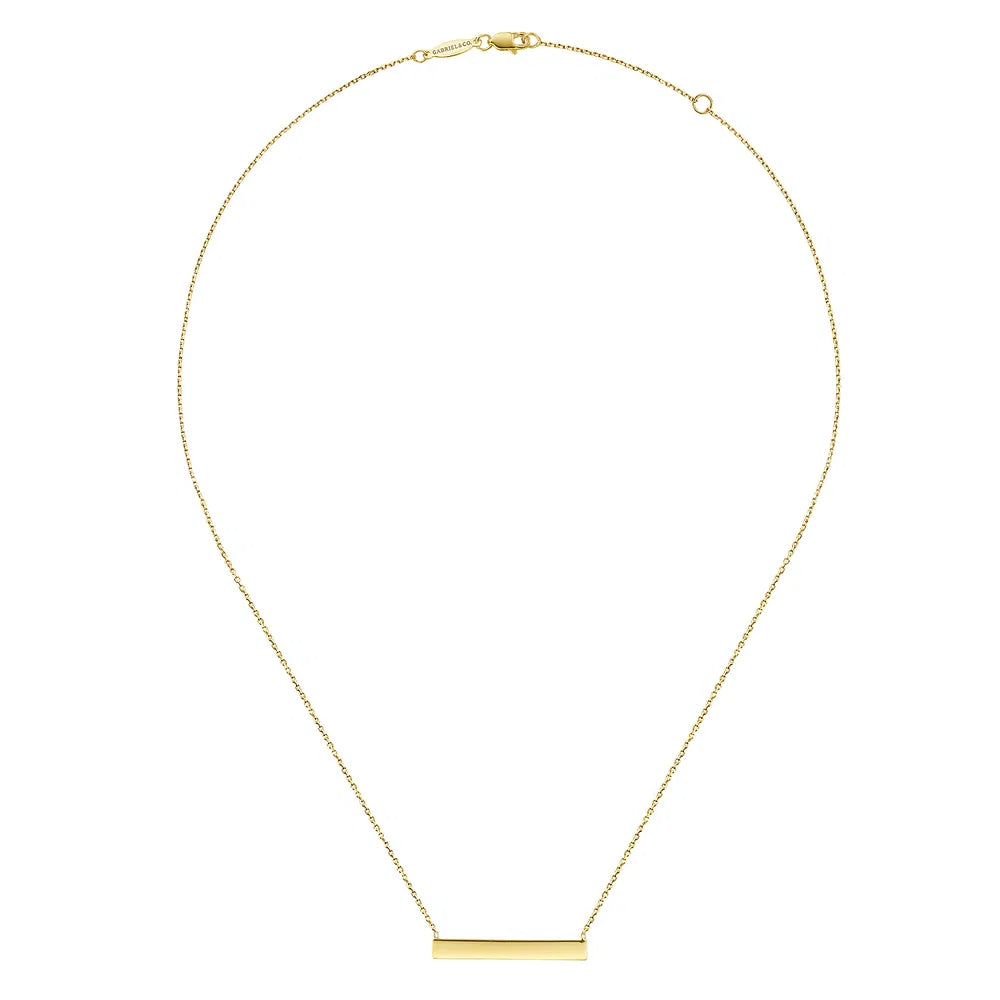 Gabriel & Co., 14K Yellow Gold Smooth Bar ID Necklace
