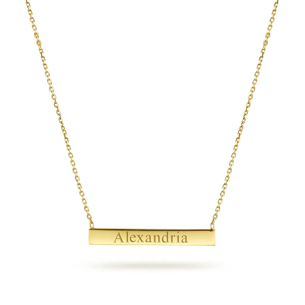 Gabriel & Co., 14K Yellow Gold Smooth Bar ID Necklace