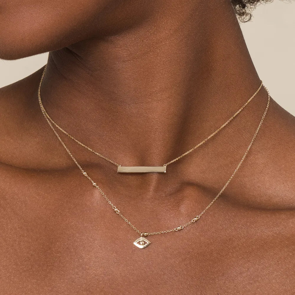 Gabriel & Co., 14K Yellow Gold Smooth Bar ID Necklace