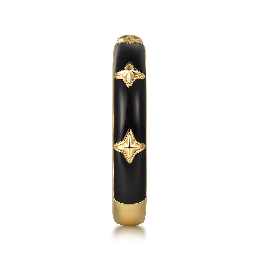 Gabriel & Co., 14K Yellow Gold Star Split Stackable with Black Enamel
