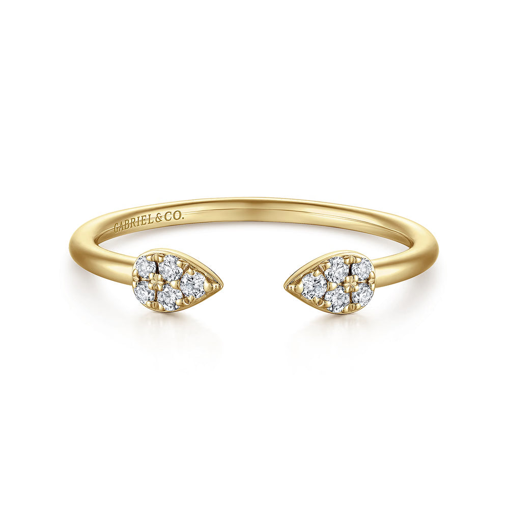 Gabriel & Co., 14K Yellow Gold Teardrop Pave Diamond Split Ring