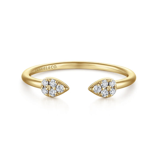 Gabriel & Co., 14K Yellow Gold Teardrop Pave Diamond Split Ring