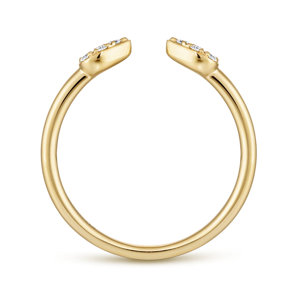 Gabriel & Co., 14K Yellow Gold Teardrop Pave Diamond Split Ring