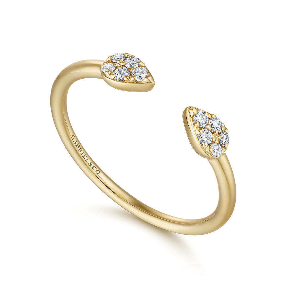 Gabriel & Co., 14K Yellow Gold Teardrop Pave Diamond Split Ring