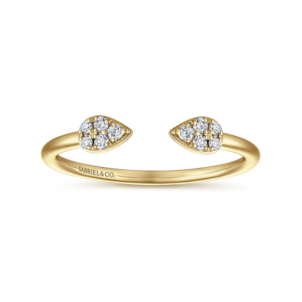 Gabriel & Co., 14K Yellow Gold Teardrop Pave Diamond Split Ring