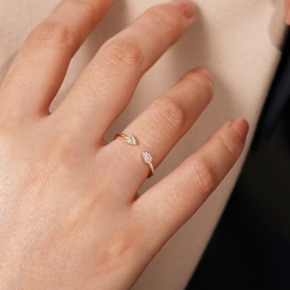 Gabriel & Co., 14K Yellow Gold Teardrop Pave Diamond Split Ring