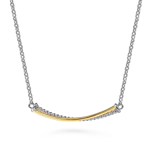 Gabriel & Co., 14K Yellow Gold and 925 Sterling Silver Bujukan Criss Cross Bar Necklace