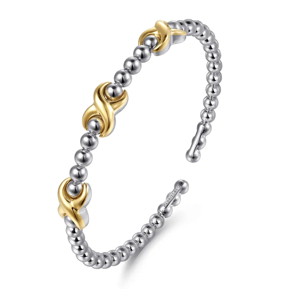 Gabriel& Co., 14K Yellow Gold and 925 Sterling Silver Bujukan Station Bangle