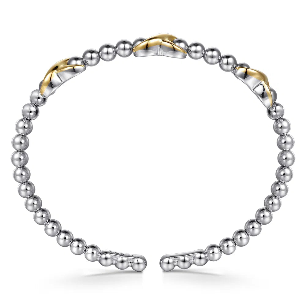 Gabriel& Co., 14K Yellow Gold and 925 Sterling Silver Bujukan Station Bangle