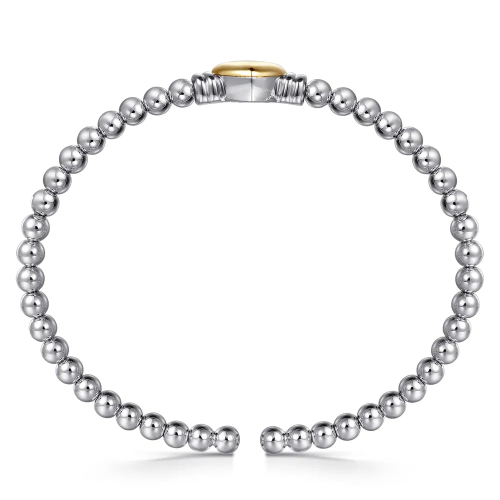 Gabriel & Co., 14K Yellow Gold and 925 Sterling Silver Heart Bujukan Bangle