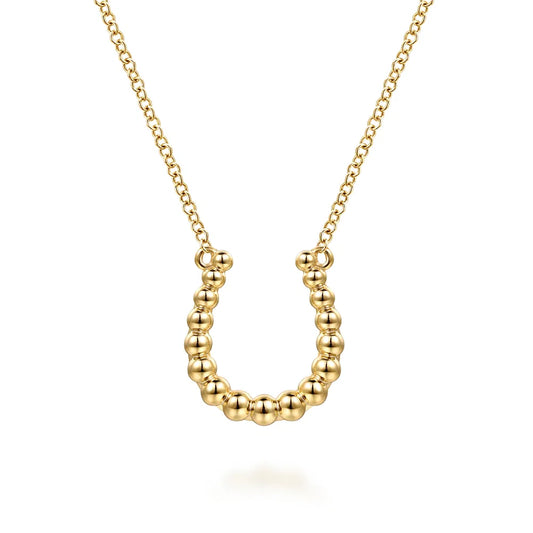 Gabriel & Co., 14K Yellow Plain Gold Bujukan Horseshoe Pendant Necklace