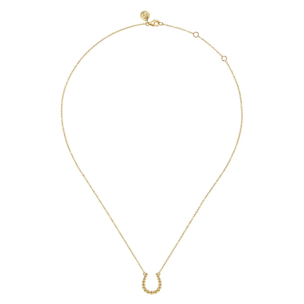 Gabriel & Co., 14K Yellow Plain Gold Bujukan Horseshoe Pendant Necklace