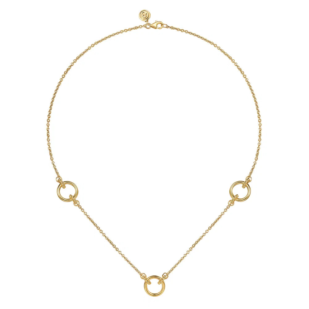 Gabriel & Co., 14K Yellow Plain Gold Bujukan Link Chain Station Necklace