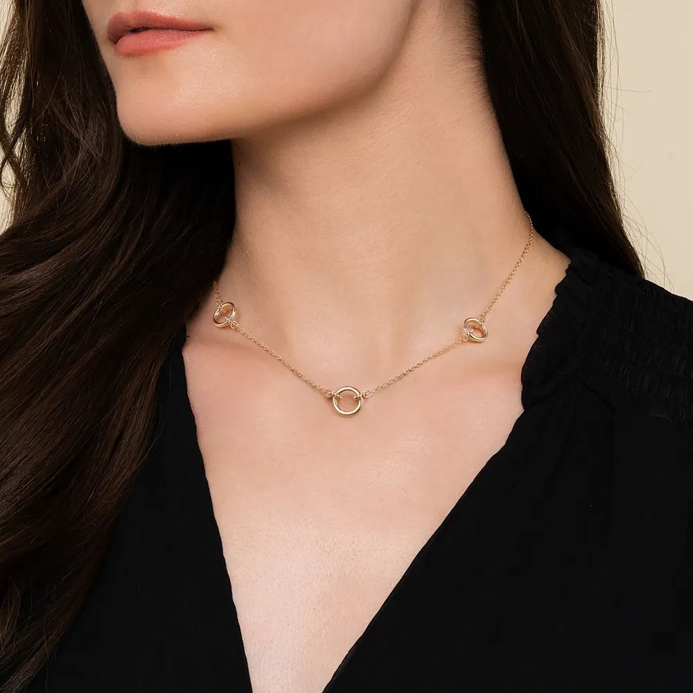 Gabriel & Co., 14K Yellow Plain Gold Bujukan Link Chain Station Necklace