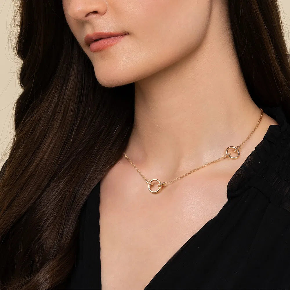 Gabriel & Co., 14K Yellow Plain Gold Bujukan Link Chain Station Necklace