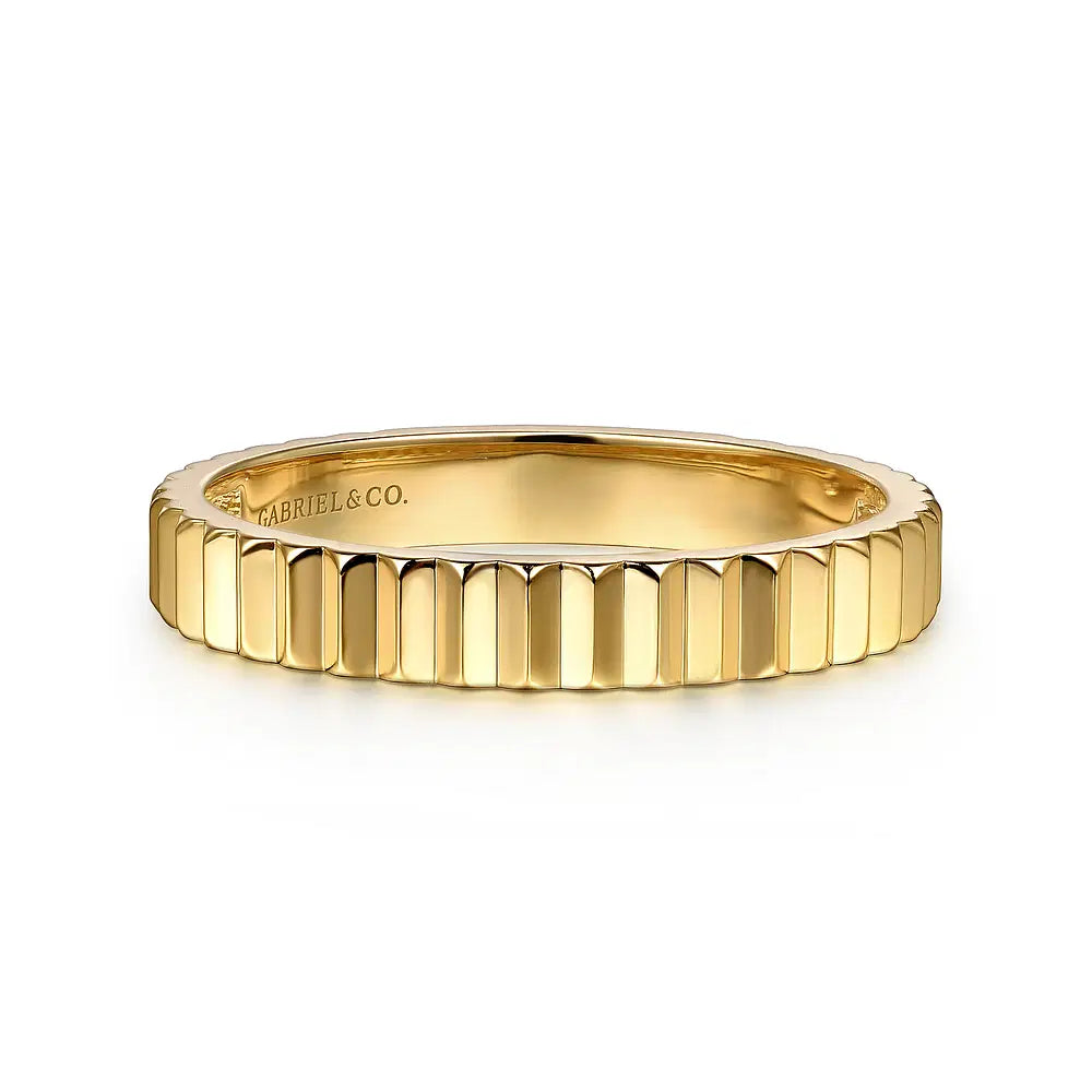 Gabriel & Co., 14K Yellow Plain Gold Diamond Cut Stackable Ring