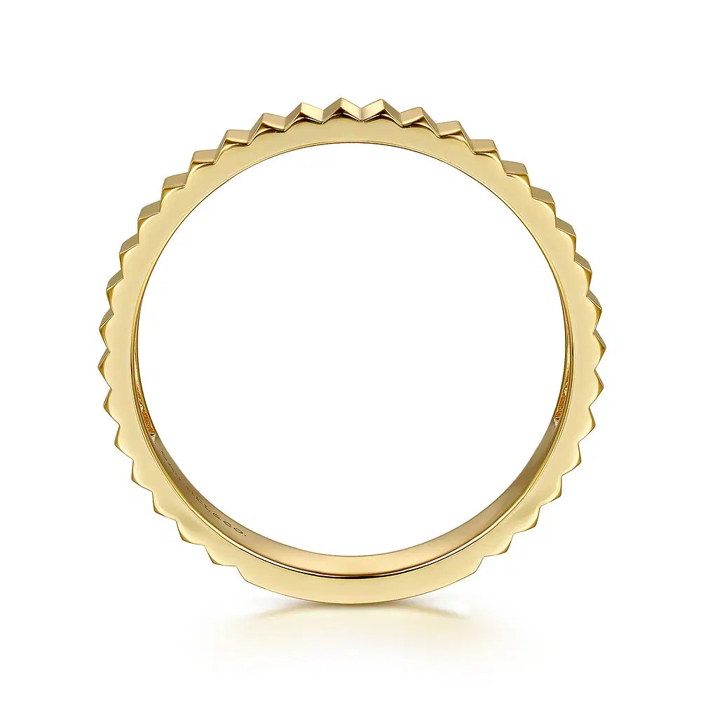 Gabriel & Co., 14K Yellow Plain Gold Diamond Cut Stackable Ring