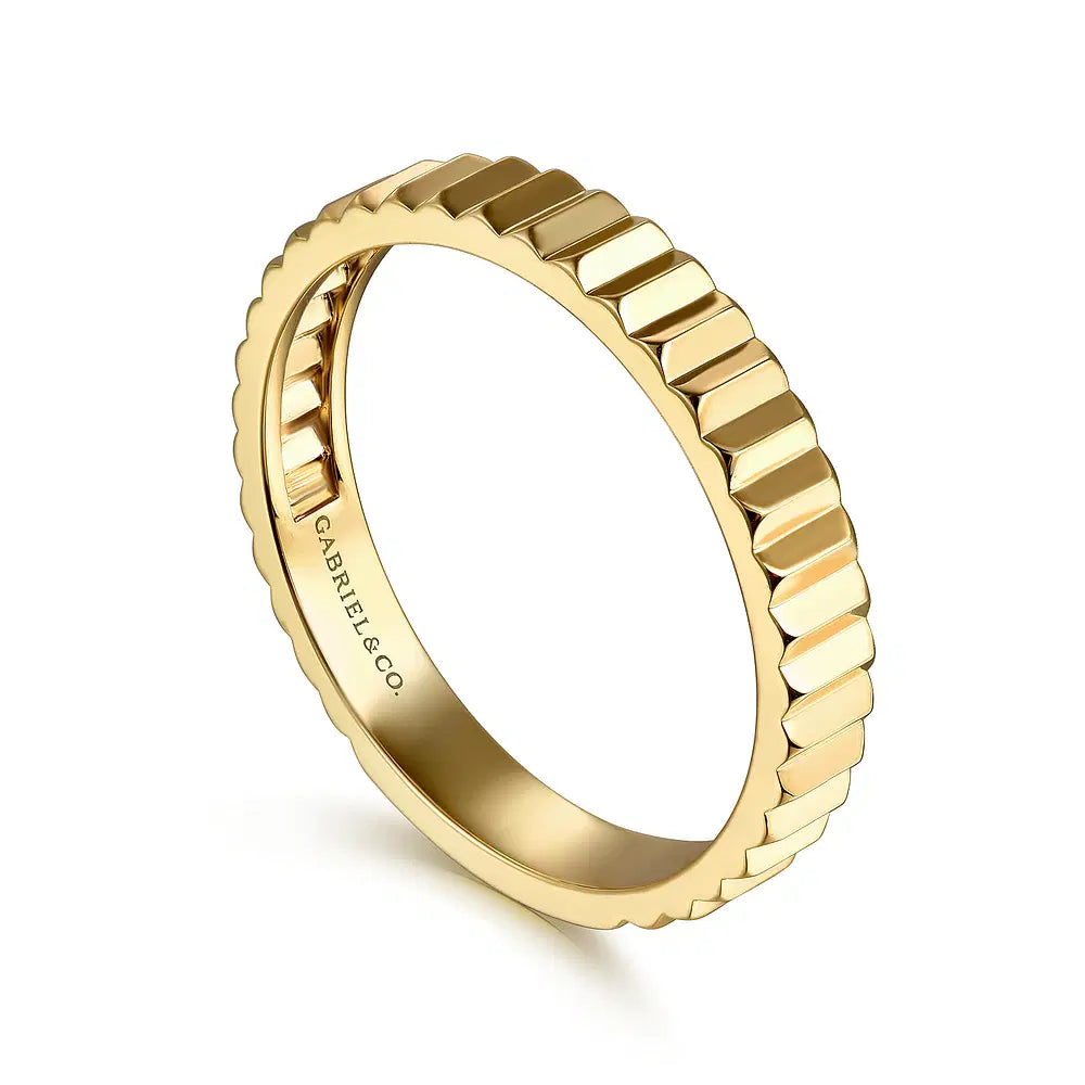 Gabriel & Co., 14K Yellow Plain Gold Diamond Cut Stackable Ring