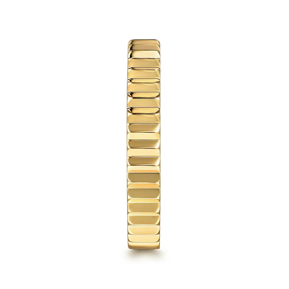 Gabriel & Co., 14K Yellow Plain Gold Diamond Cut Stackable Ring