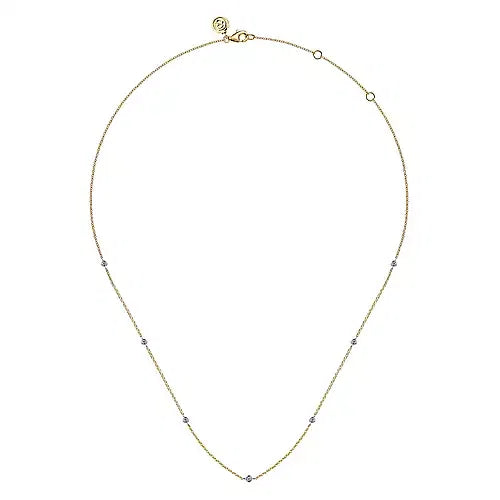 Gabriel & Co., 14K Yellow and White Gold Diamond Station Necklace