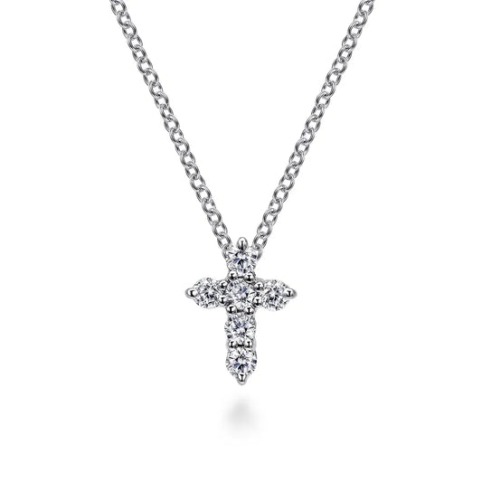 Gabriel & Co., 14K White Gold Diamond Cross Pendant Necklace 18"