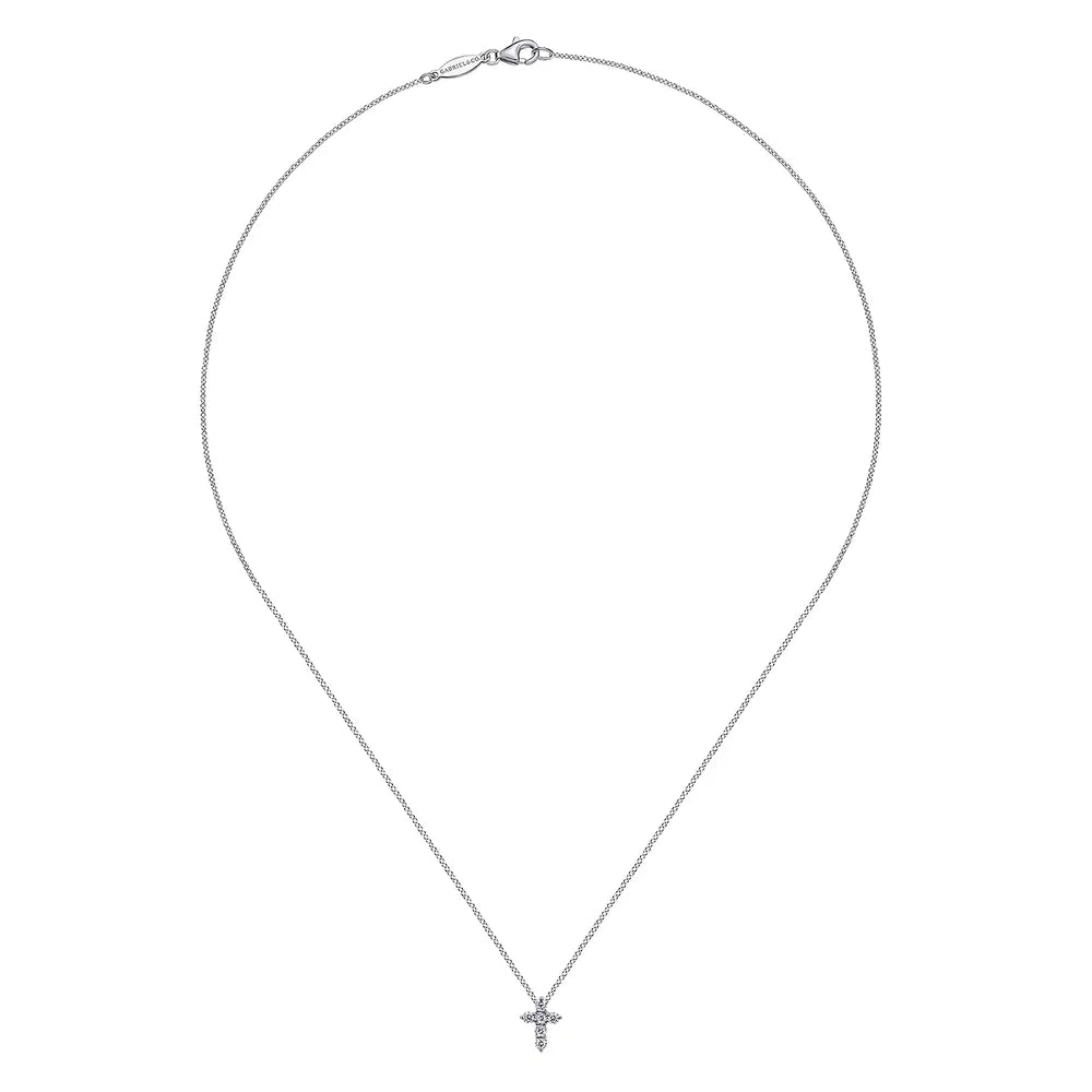 Gabriel & Co., 14K White Gold Diamond Cross Pendant Necklace 18"