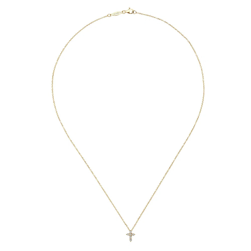 Gabriel & Co., 14K Yellow Gold Diamond Cross Pendant Necklace in 18"