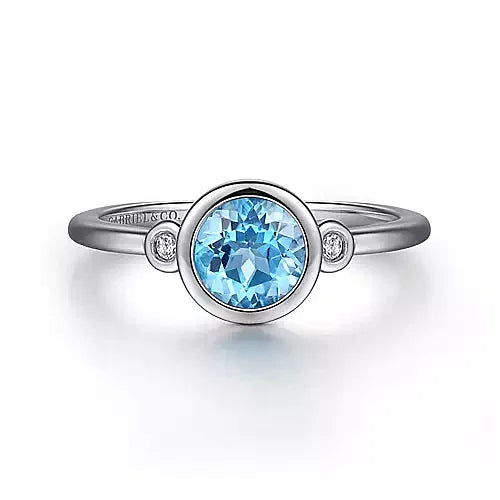 Gabriel & Co., 925 Sterling Silver Blue Topaz and Diamond Ring
