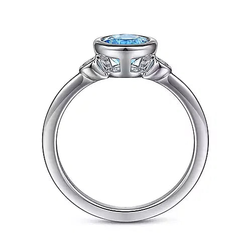 Gabriel & Co., 925 Sterling Silver Blue Topaz and Diamond Ring