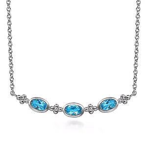 Gabriel & Co., 925 Sterling Silver Bujukan Blue Topaz Bar Necklace