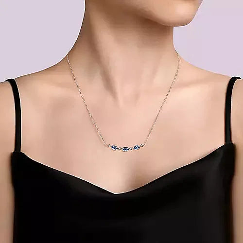 Gabriel & Co., 925 Sterling Silver Bujukan Blue Topaz Bar Necklace