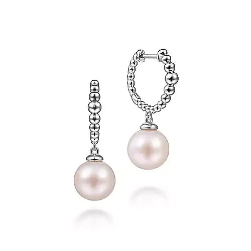 Gabriel & Co., 925 Sterling Silver Bujukan Pearls Drop Huggie Earrings