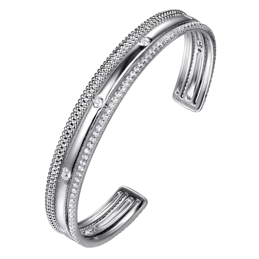 Gabriel & Co., 925 Sterling Silver Bujukan White Sapphire Multi Row Cuff