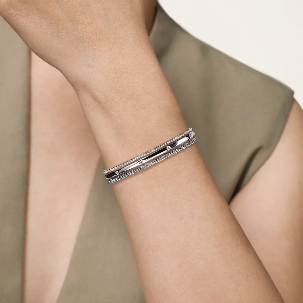 Gabriel & Co., 925 Sterling Silver Bujukan White Sapphire Multi Row Cuff