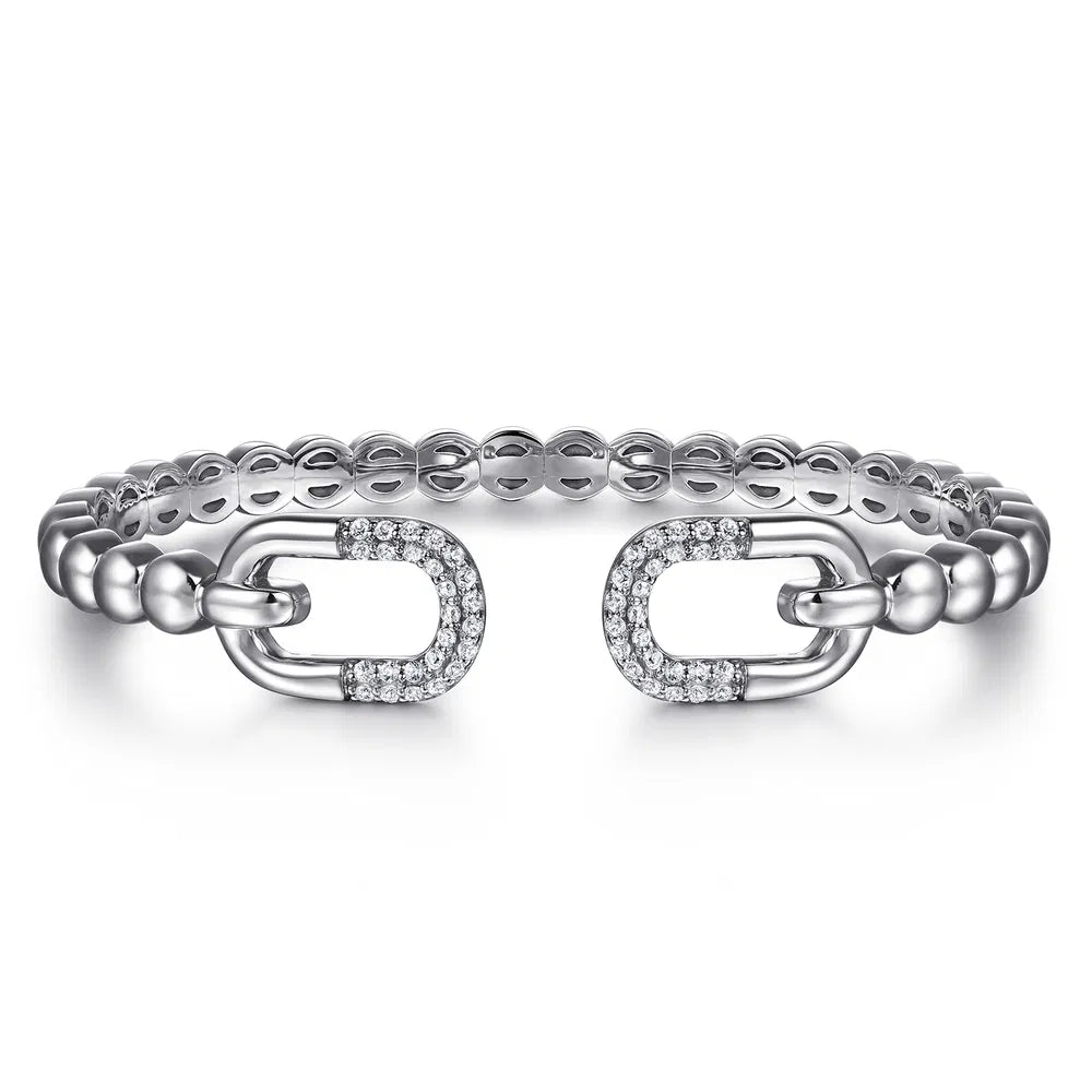Gabriel & Co., 925 Sterling Silver Bujukan and White Sapphire Open Bangle Bracelet