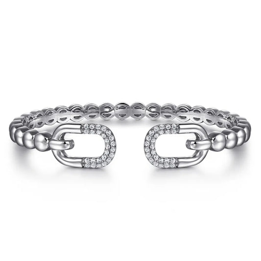 Gabriel & Co., 925 Sterling Silver Bujukan and White Sapphire Open Bangle Bracelet
