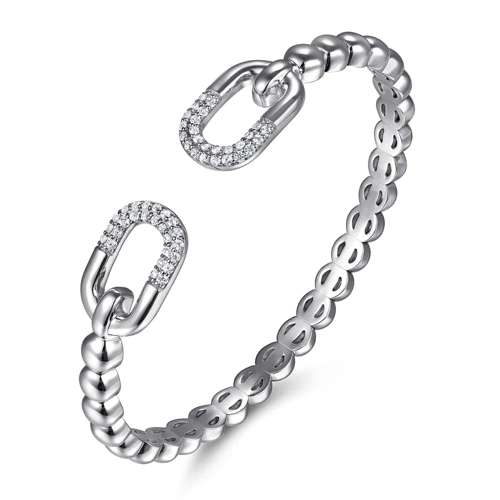Gabriel & Co., 925 Sterling Silver Bujukan and White Sapphire Open Bangle Bracelet